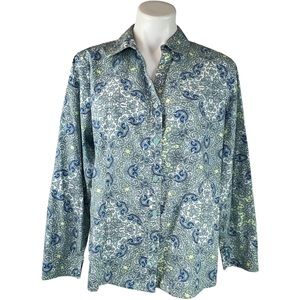 CHICO’s Wrinkle Resistant Mediterranean Button Up Blouse Shirt 3 XL 16